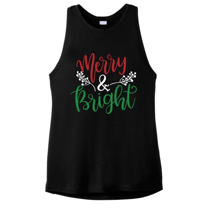 Merry And Bright Christmas Holiday Season Ladies Tri-Blend Wicking Tank