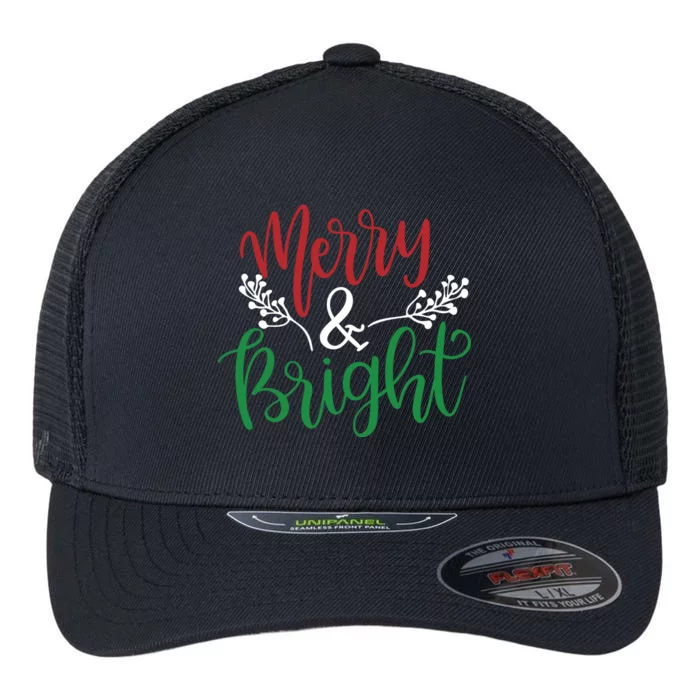 Merry And Bright Christmas Holiday Season Flexfit Unipanel Trucker Cap