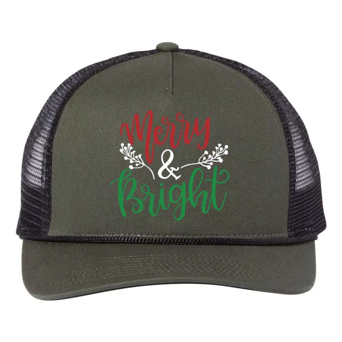 Merry And Bright Christmas Holiday Season Retro Rope Trucker Hat Cap