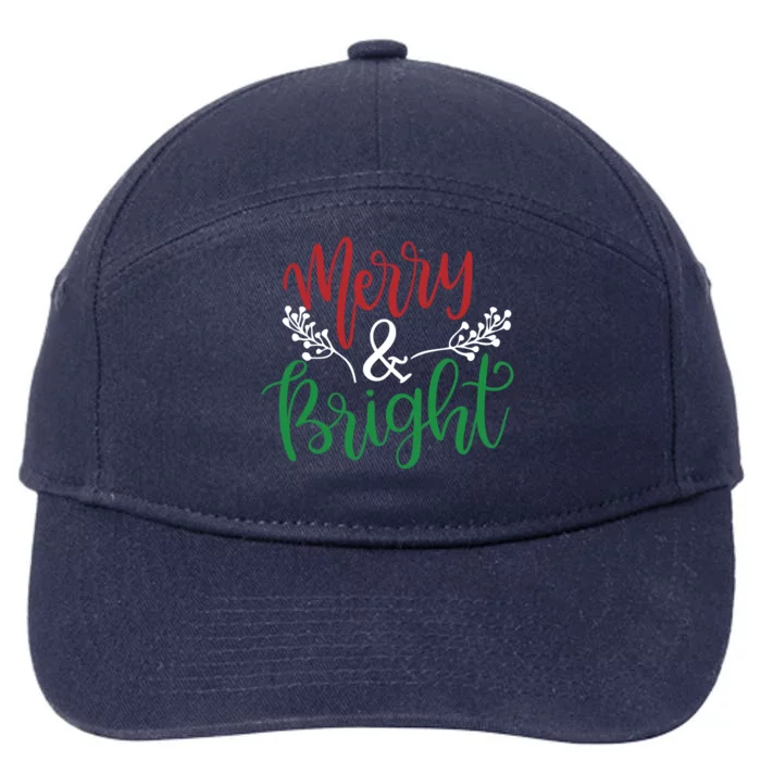 Merry And Bright Christmas Holiday Season 7-Panel Snapback Hat