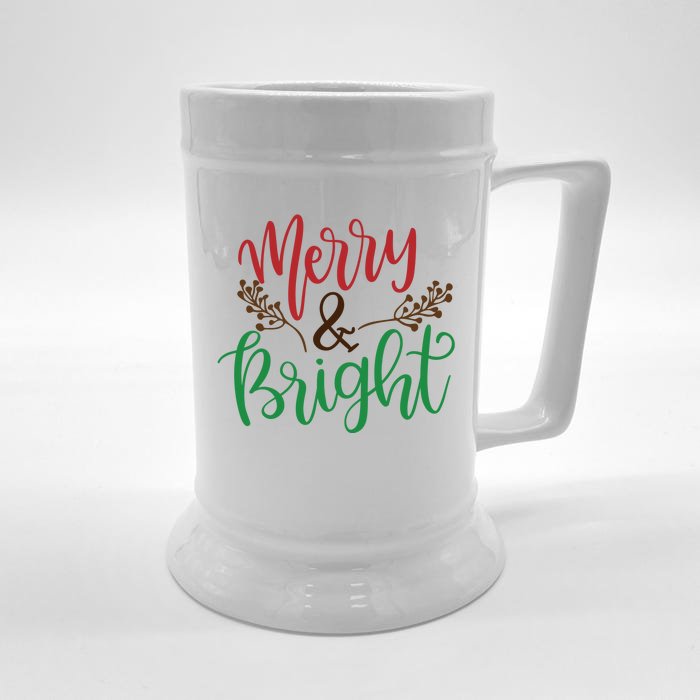 Merry And Bright Christmas Holiday Season Front & Back Beer Stein