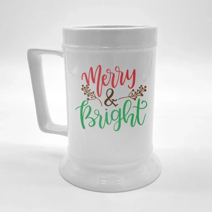 Merry And Bright Christmas Holiday Season Front & Back Beer Stein