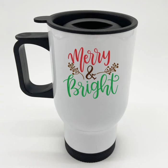 Merry And Bright Christmas Holiday Season Front & Back Stainless Steel Travel Mug