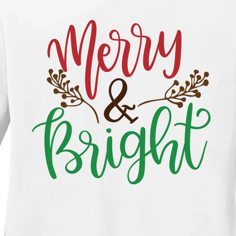 Merry And Bright Christmas Holiday Season Ladies Long Sleeve Shirt