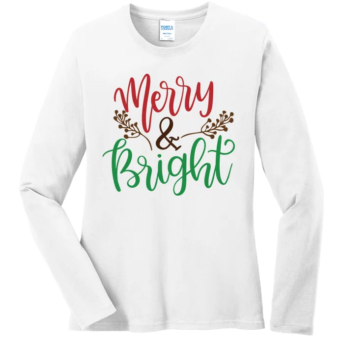 Merry And Bright Christmas Holiday Season Ladies Long Sleeve Shirt