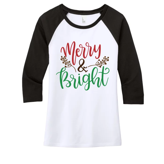 Merry And Bright Christmas Holiday Season Women's Tri-Blend 3/4-Sleeve Raglan Shirt