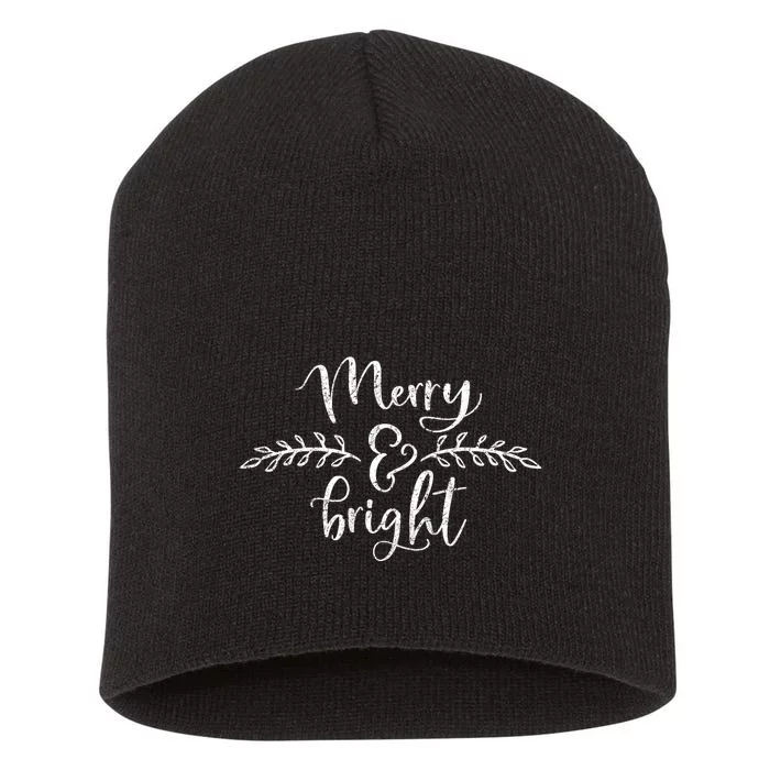 Merry And Bright Christmast Merry Christmas Short Acrylic Beanie