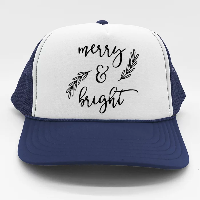 Merry And Bright Holly Christmas Jolly Festive Holly Vneck Trucker Hat