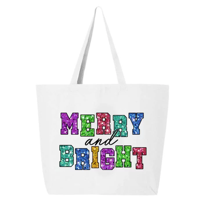 Merry And Bright Merry Christmas Xmas Holiday 25L Jumbo Tote