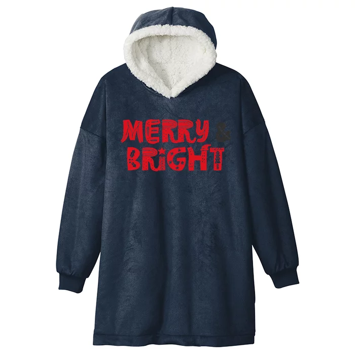 Merry And Bright Christmas Pajama Hooded Wearable Blanket