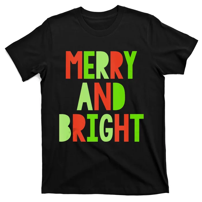 Merry And Bright Christmas Red And Green Family Matching Tank Top T-Shirt