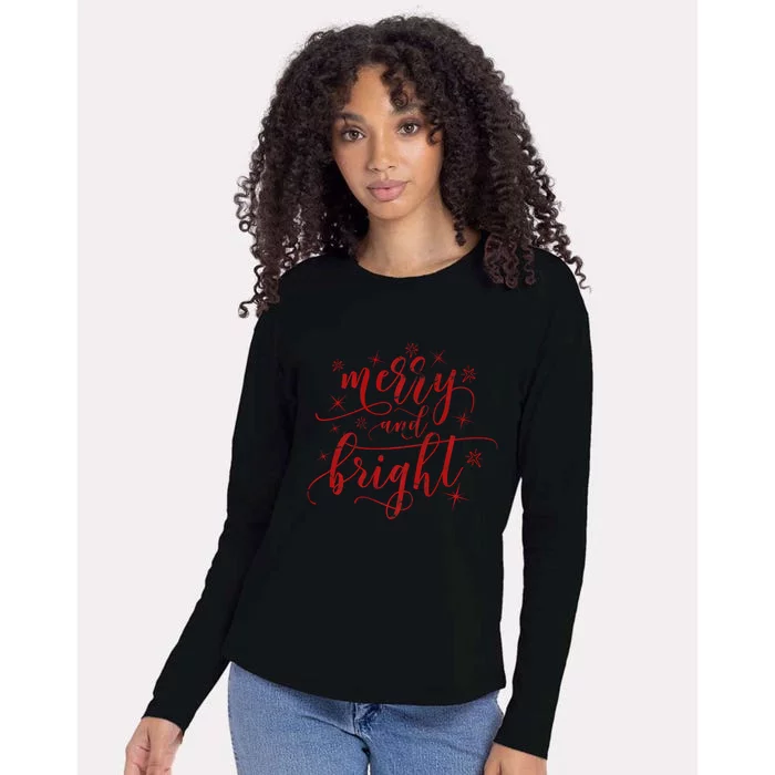 Merry And Bright Christmas Red Premium Womens Cotton Relaxed Long Sleeve T-Shirt