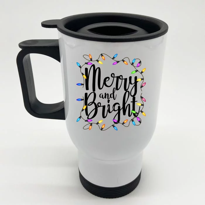 Merry And Bright Front & Back Stainless Steel Travel Mug