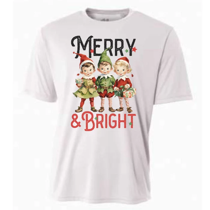 Merry And Bright Vintage Christmas Cooling Performance Crew T-Shirt