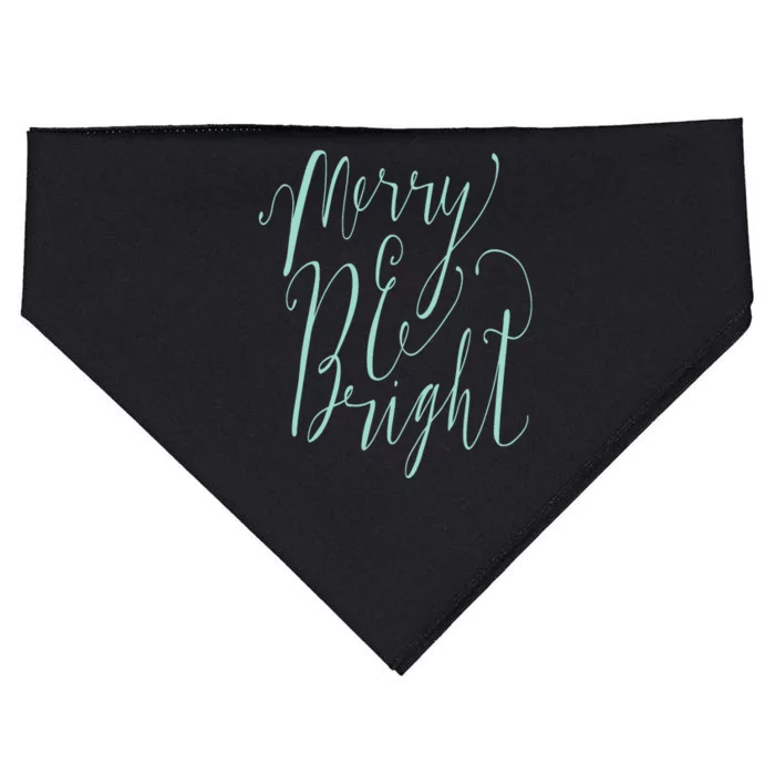 Merry And Bright Christmas Holiday Script Trendy USA-Made Doggie Bandana