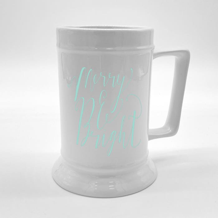 Merry And Bright Christmas Holiday Script Trendy Front & Back Beer Stein