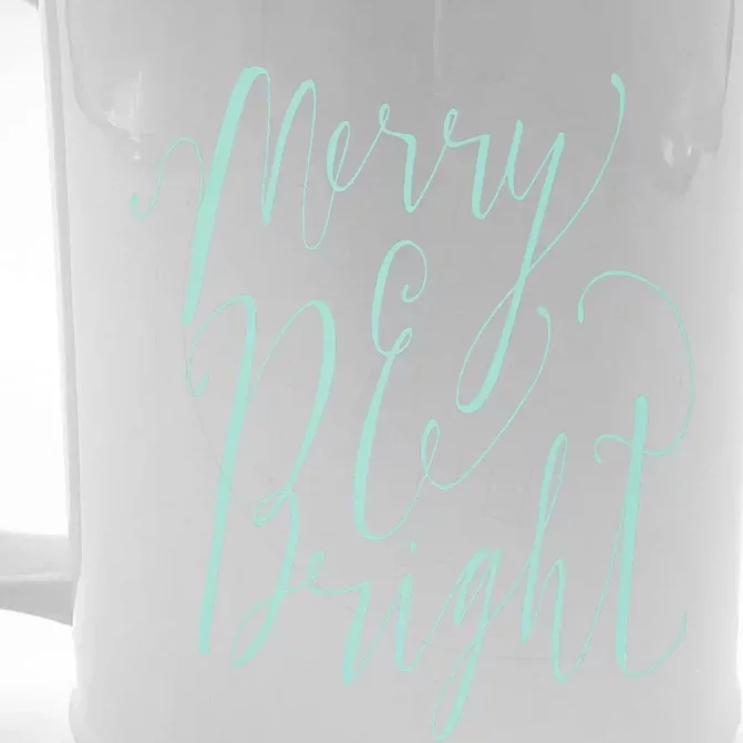 Merry And Bright Christmas Holiday Script Trendy Front & Back Beer Stein