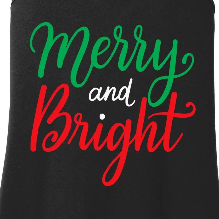 Merry And Bright Christmas Ladies Essential Tank