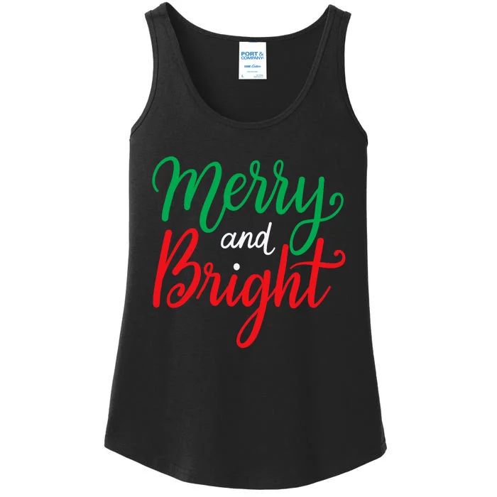 Merry And Bright Christmas Ladies Essential Tank