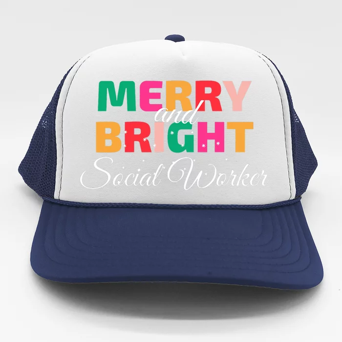 Merry And Bright Christmas Social Worker Trucker Hat