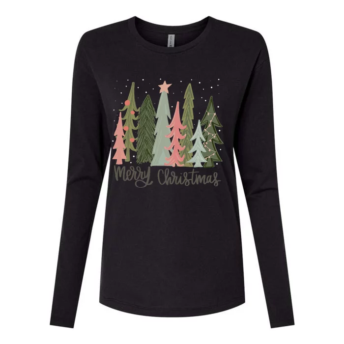 Merry And Bright Christmas Tree Noel Happy Party Christmas Womens Cotton Relaxed Long Sleeve T-Shirt