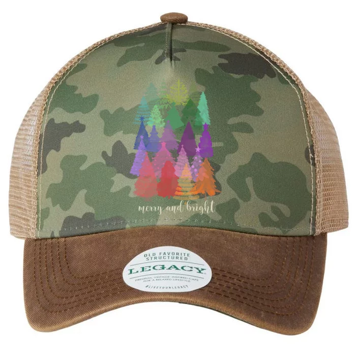 Merry And Bright Christmas Tree Rainbow Legacy Tie Dye Trucker Hat