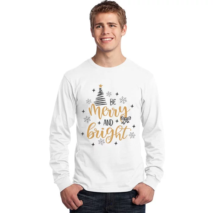 Merry And Bright Christmas Tree Snowflake Holiday Gift Tank Top Tall Long Sleeve T-Shirt