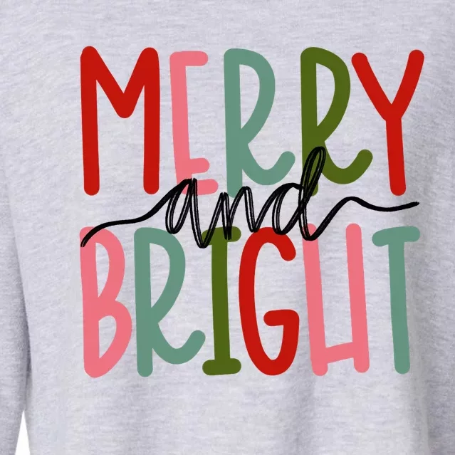 Merry And Bright Christmas Cute Long Sleeve Cropped Pullover Crew