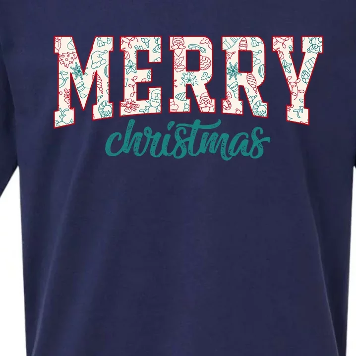 Merry And Bright Christmas Merry Christmas Sueded Cloud Jersey T-Shirt