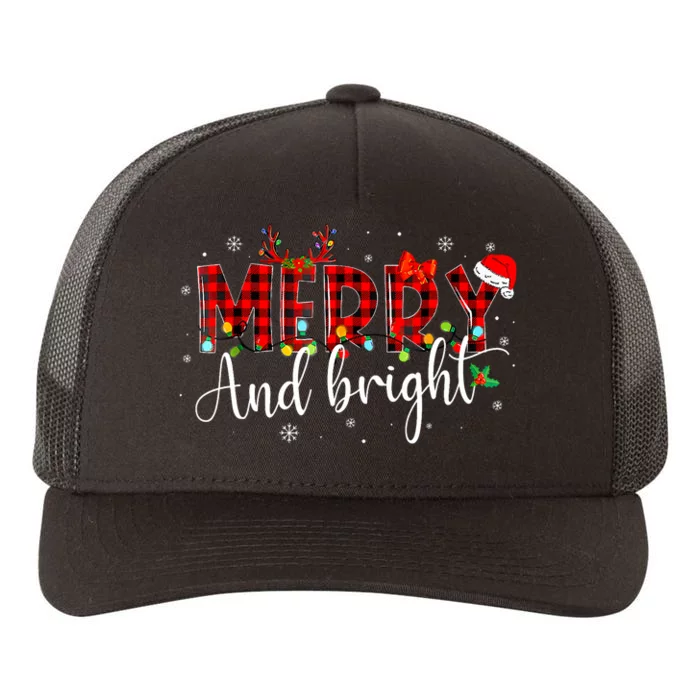 Merry And Bright Christmas Xmas Lights Family Pajama Holiday Yupoong Adult 5-Panel Trucker Hat