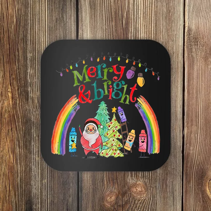 Merry And Bright Christmas Teacher Coaster