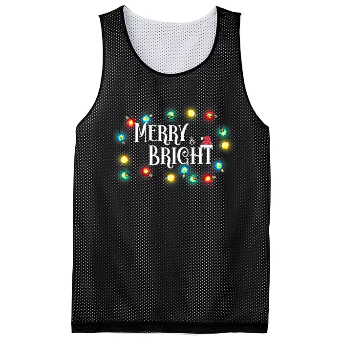 Merry And Bright Cute Christmas Saying Xmas Quote Mesh Reversible Basketball Jersey Tank