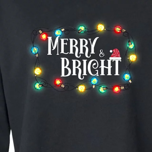 Merry And Bright Cute Christmas Saying Xmas Quote Cropped Pullover Crew