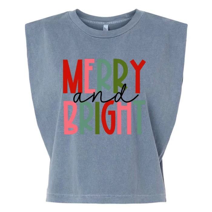 Merry And Bright Christmas Women Girls Kids Toddlers Cute Garment-Dyed Women's Muscle Tee