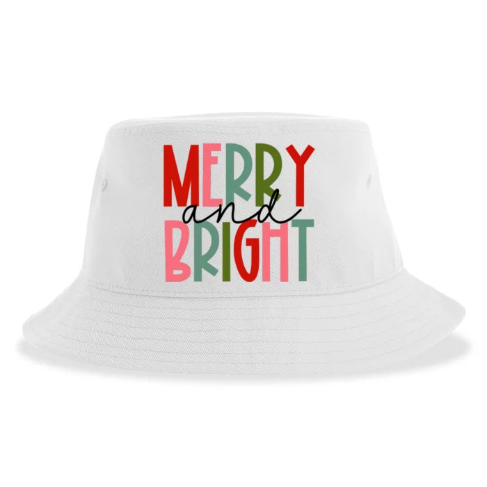 Merry And Bright Christmas Women Girls Kids Toddlers Cute Sustainable Bucket Hat