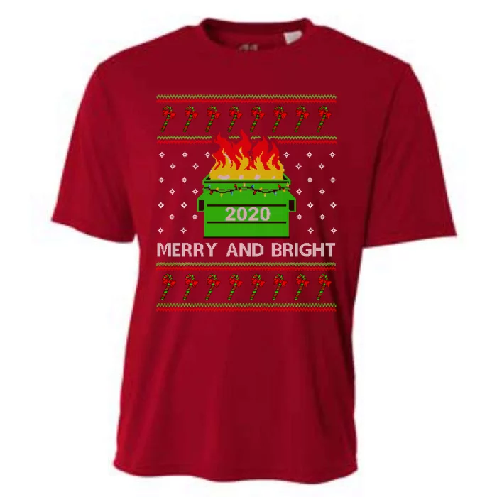 Merry And Bright Dumpster Fire 2020 Christmas Cooling Performance Crew T-Shirt