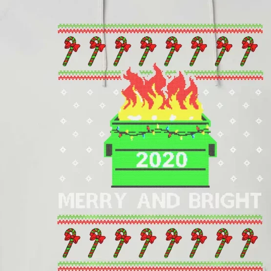 Merry And Bright Dumpster Fire 2020 Christmas Performance Fleece Hoodie