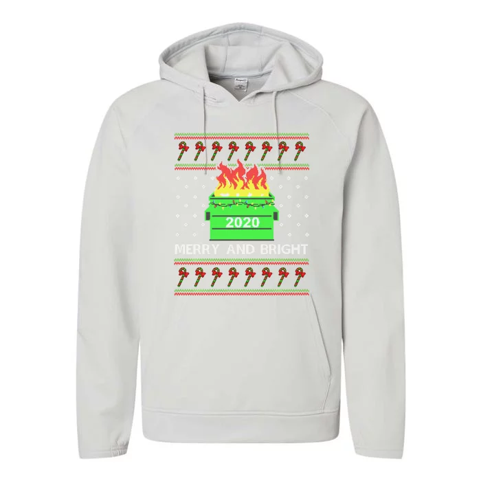 Merry And Bright Dumpster Fire 2020 Christmas Performance Fleece Hoodie