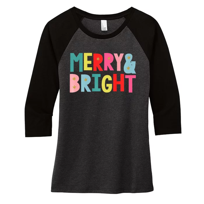 Merry And Bright Fun Colors Premium Women's Tri-Blend 3/4-Sleeve Raglan Shirt