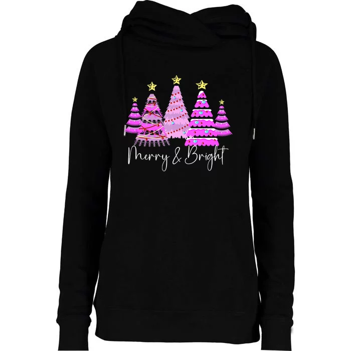 Merry And Bright Funny Christmas Tree Christmas Costume Cute Tank Top Womens Funnel Neck Pullover Hood