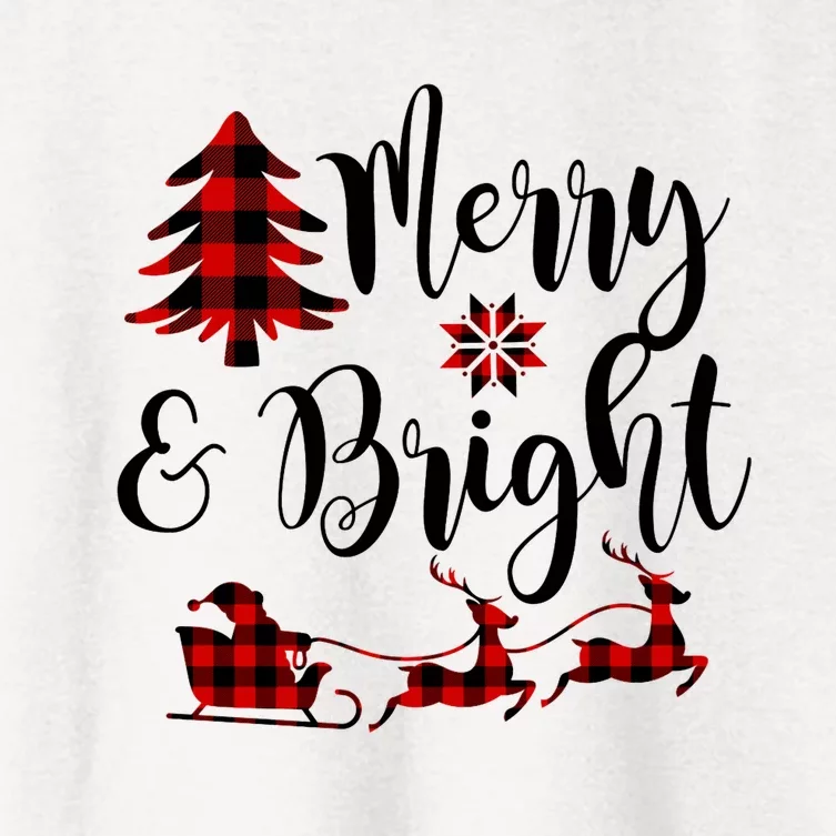 Merry And Bright Funny Family Christmas Pajamas Long Sleeve Women's Crop Top Tee