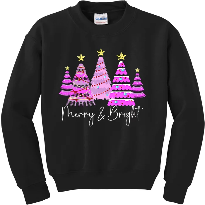 Merry And Bright Leopard Christmas Tree Christmas Costume Long Sleeve Kids Sweatshirt