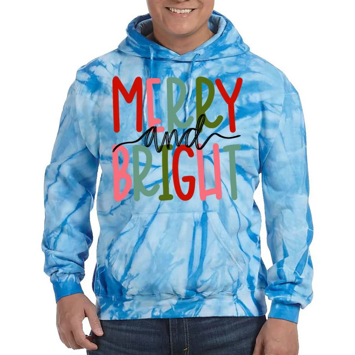 Merry and Bright Christmas Cute Tie Dye Hoodie