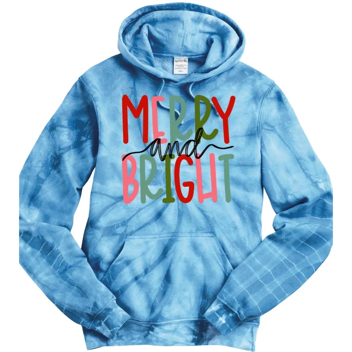 Merry and Bright Christmas Cute Tie Dye Hoodie