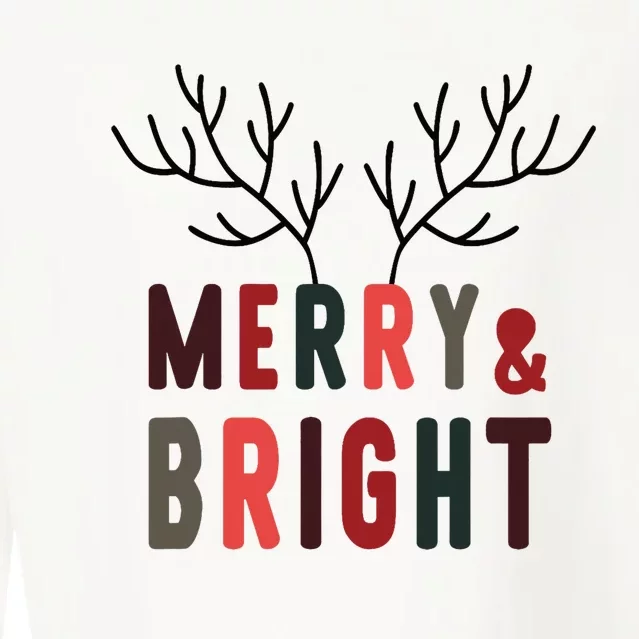 Merry And Bright Merry Christmas Graphic Holiday Christmas Cropped Pullover Crew