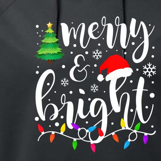 Merry And Bright Christmas Lights Funny Family Christmas Vneck Performance Fleece Hoodie