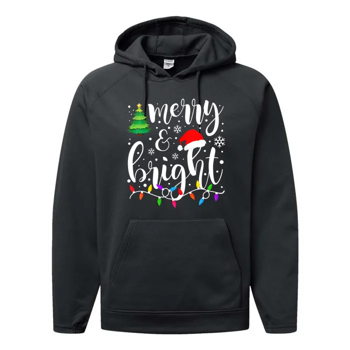 Merry And Bright Christmas Lights Funny Family Christmas Vneck Performance Fleece Hoodie