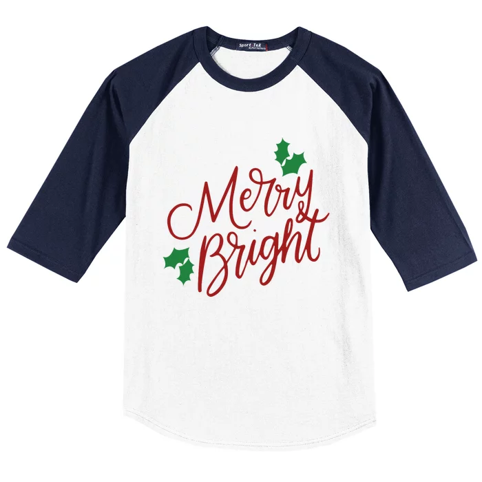 Merry And Bright Merry Christmas Holiday Cute Funny Gifts Baseball Sleeve Shirt