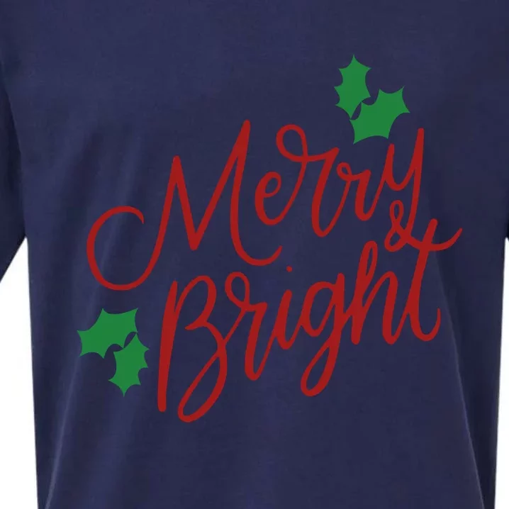 Merry And Bright Merry Christmas Holiday Cute Funny Gifts Sueded Cloud Jersey T-Shirt