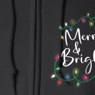 Merry And Bright Christmas Lights Xmas Holiday Family Match Full Zip Hoodie